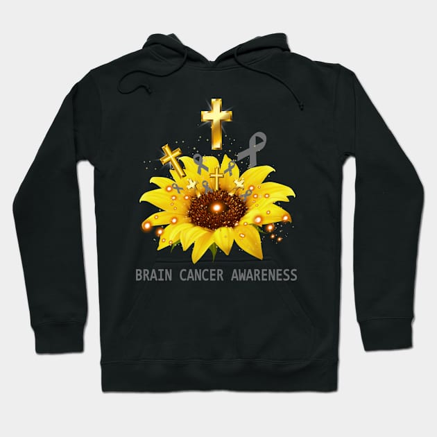 Brain Cancer Awareness Sunflower Faith Hope Love Hoodie by ThePassion99